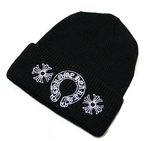 【CHROME HEARTS クロムハーツ キャップ コーデ 偽物】ニット帽 Watch Cap +Horseshoe+