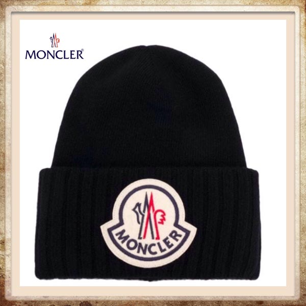 2020新作品★MONCLER モンクレールスーパーコピー《ブラックウール ロゴ パッチビーニー》29926200_A9186_778