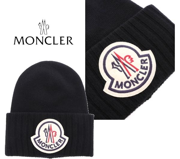 2020新作品★MONCLER モンクレールスーパーコピー《ブラックウール ロゴ パッチビーニー》29926200_A9186_778