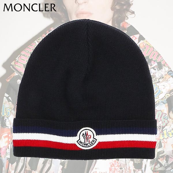 2020秋冬大人气新作 MONCLER モンクレールスーパーコピー☆ロゴパッチ ビーニー BLACK