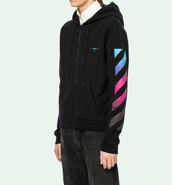 オフ ホワイト レプリカ パーカー 激安通販 OFF WHITE BLACK GRADIENT ZIPPED HOODIE