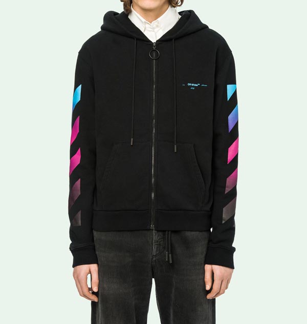 オフ ホワイト レプリカ パーカー 激安通販 OFF WHITE BLACK GRADIENT ZIPPED HOODIE