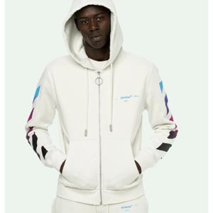 新作 ホワイト オフ ホワイト レプリカ パーカー off white tokyo Gradient print full-zip hoodie