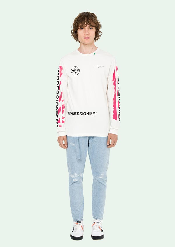 ホワイト オフ ホワイト パーカー 偽物 Off-White 19SS DIAG STENCIL トレーナー_WHITE