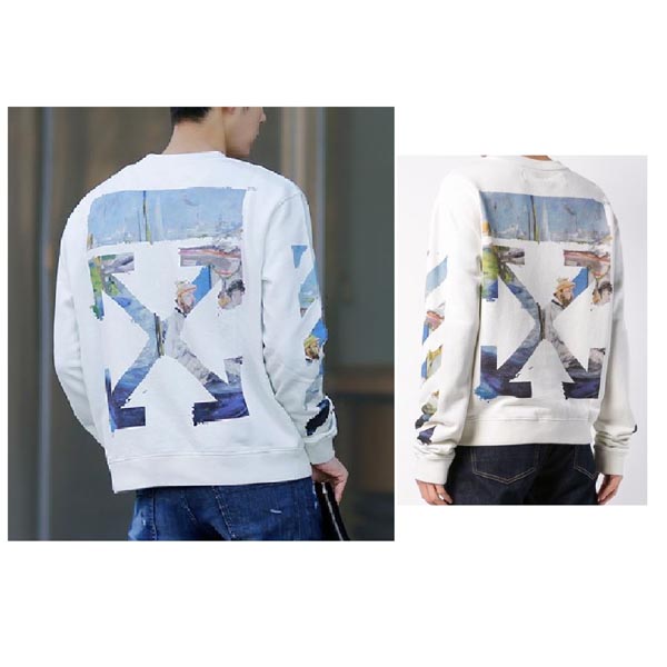 ホワイト オフ ホワイト レプリカ トレーナー OFF WHITE 19SS DIAG COLORED ARROWS SLIM 芸能人