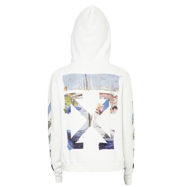 【OFFWHITE】日本完売!ホワイト オフ ホワイト パーカー レプリカ 19SS/DIAG ARROWS ZIP HOODIE/White/Black 激安