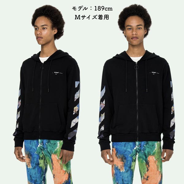 オフ ホワイト パーカー レプリカ【OFFWHITE】日本完売!19SS/DIAG ARROWS ZIP HOODIE/White/Black