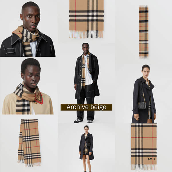 【Burberry】マフラー チェック 16色展開 カシミヤ フリンジ