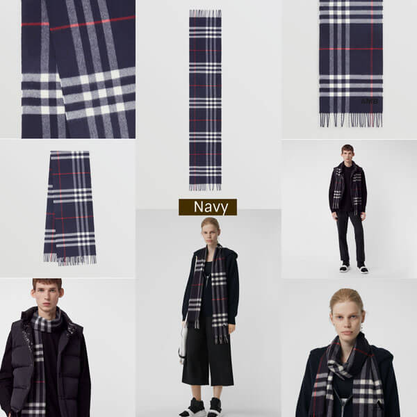 【Burberry】マフラー チェック 16色展開 カシミヤ フリンジ