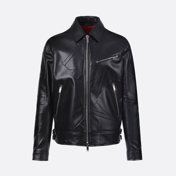 VALENTINO レザー ジャケット VLTN GRID SMOOTH LEATHER JACKET