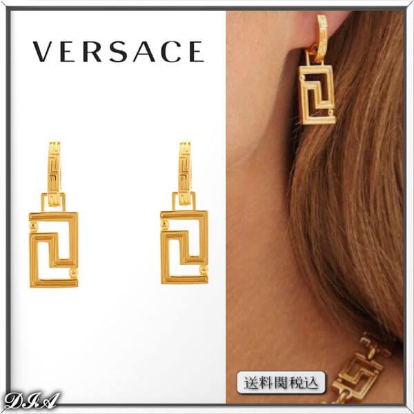 VERSACE ゴールドトーン ドロップ ピアス 人気