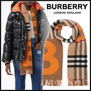 SS20◆BURBERRY◆チェック＆Bモチーフ カシミアスカーフ