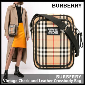 【バーバリー】Vintage Check and Leather Crossbody Bag 8023381