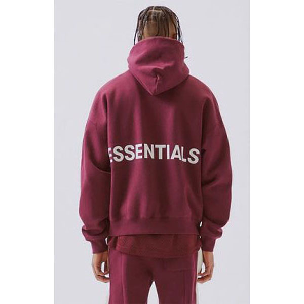 FW21 FOG FEAR OF GOD ESSENTIALS PULLOVER HOODIE BURGUNDY