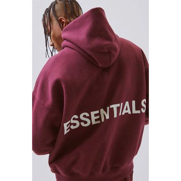 FW21 FOG FEAR OF GOD ESSENTIALS PULLOVER HOODIE BURGUNDY