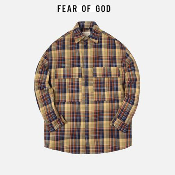 ☆国内発送 ☆FEAR OF GOD L/S PLAID BUTTON-UP YELLOW