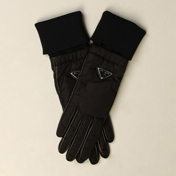 【プラダ 】Nylon and knit gloves* 1GG107