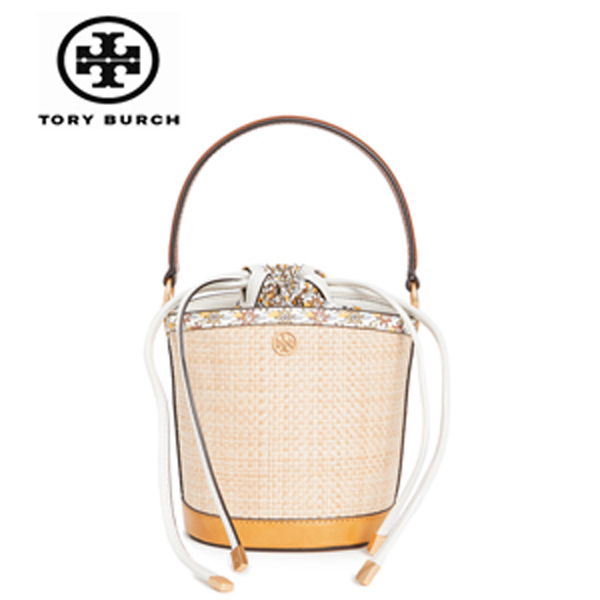 トリーバーチ★Robinson Straw Mini Bucket Bag