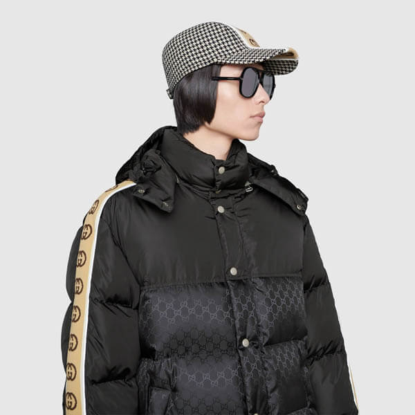 注目◇GG ジャカード Down Jacket◇グッチダウン ブラック