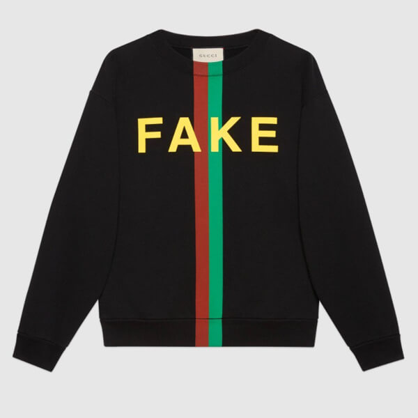 グッチ スウェットシャツ コピー 21AW◇グッチ "FAKE/NOT" プリント635847 XJCXY 1082