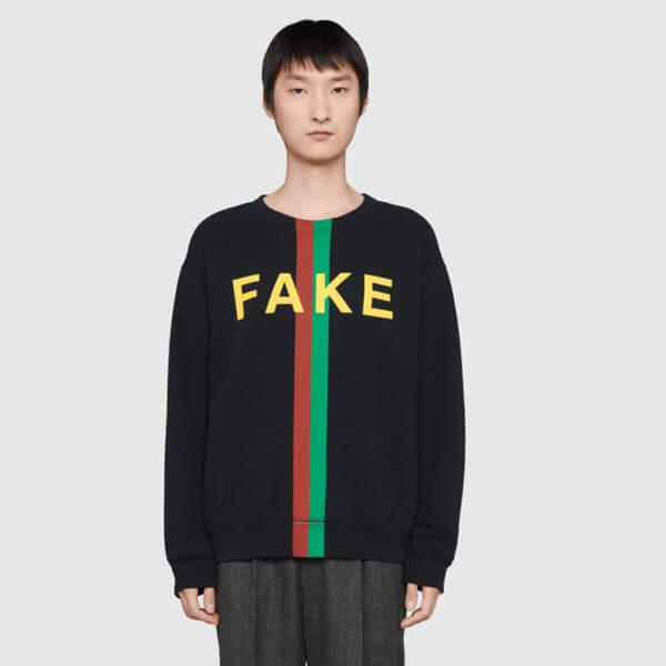 グッチ スウェットシャツ コピー 21AW◇グッチ "FAKE/NOT" プリント635847 XJCXY 1082