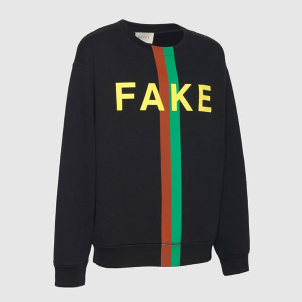 グッチ スウェットシャツ コピー 21AW◇グッチ "FAKE/NOT" プリント635847 XJCXY 1082