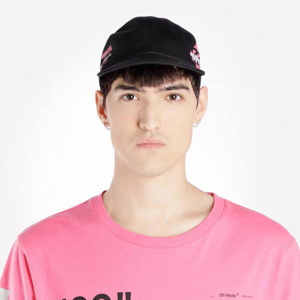 オフ ホワイト 偽物 キャップ OFF WHITE 19SS STENCIL BASEBALL CAP BLACK × FUCHSIA【OMLB008R194000151028】