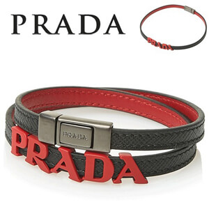 PRADA/超特急EMS/送料込み SAFFIANO Double logo bracelet
