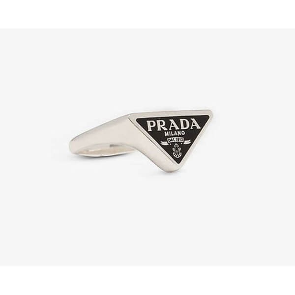 ★PRADA★Logo enamel Silver リングコピー