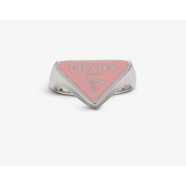 ★PRADA★Logo enamel Silver リングコピー