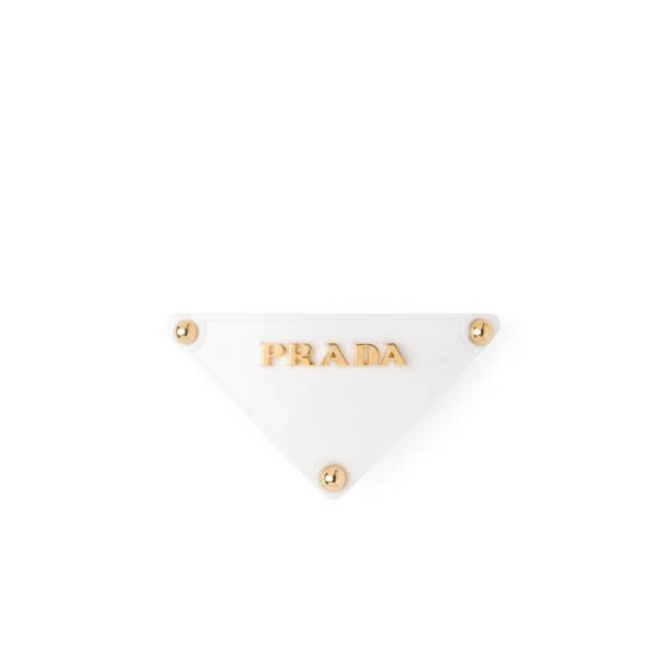 【PRADA】20SS トライアングルメタルロゴヘアクリップ 5色