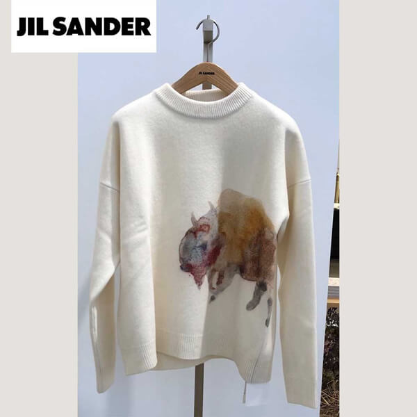 ◆JIL SANDER◆ホワイト アニマルモチーフセーターコピー