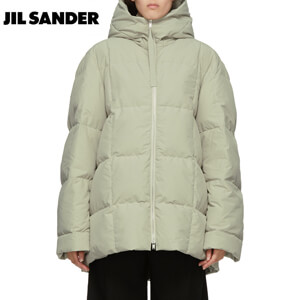 JIL SANDER = HOODED DOWN JACKET LIGHT GREY GREEN ダウンJKT