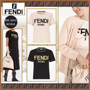 【フェンディ】フェンディROMA コットンジャージー ロゴTシャツ 偽物FS7254AC6BF0