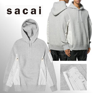 【Sacai】人気！オーバーサイズ グレー パーカー 偽物 SCM033381