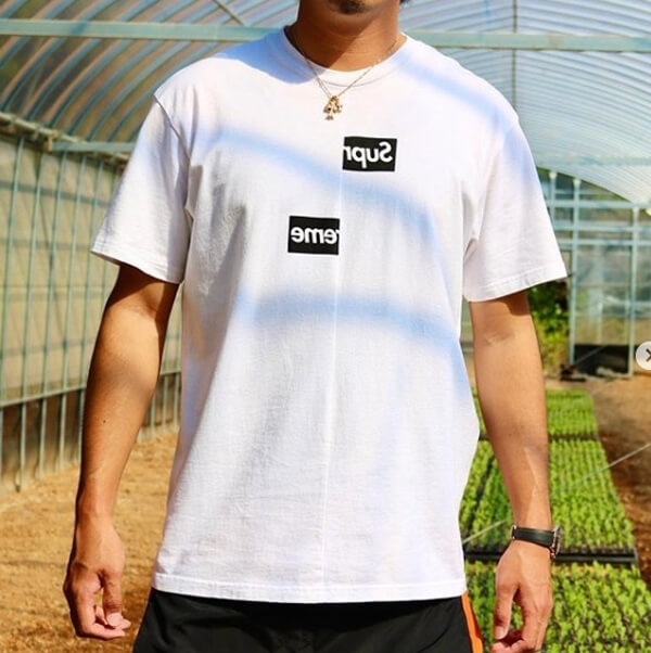 シュプリーム Tシャツ 偽物 コム デ ギャルソン Tシャツ スプリットボックス ホワイト◆シュプリーム Comme des Garcons SHIRT Split Box Logo Tee ◆White