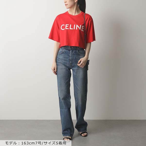 21SS【セリーヌ】クロップド 可愛いセリーヌTシャツ偽物 コットンジャージー