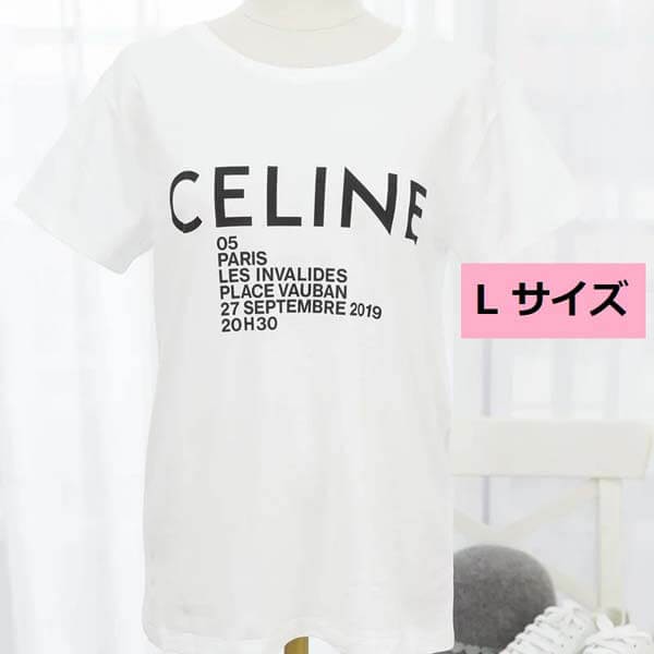 超人気★セリーヌ★ロゴプリント入り♪クルーネック*Tシャツ＊偽物Lサイズ