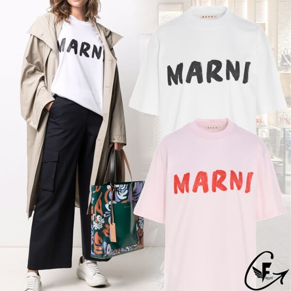 【VIP SALE】マルニ☆ロゴ付き オーバーサイズ Tシャツコピー