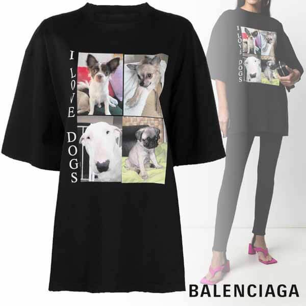 21新作可愛い バレンシアガ I Love Dogs プリント Tシャツコピー品