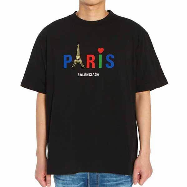 バレンシアガ PARIS LOVE プリント Tシャツコピー 半袖★2色