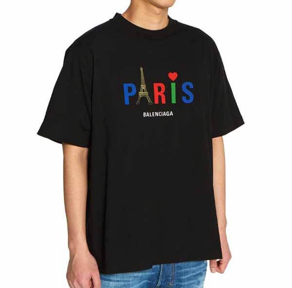 バレンシアガ PARIS LOVE プリント Tシャツコピー 半袖★2色