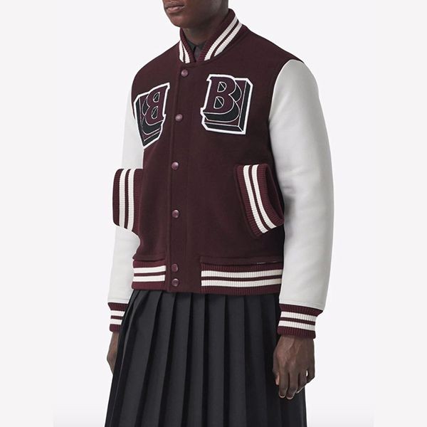 関税込み【バーバリー】VARSITY ウールレザー ボンバージャケット 8045532B1014D