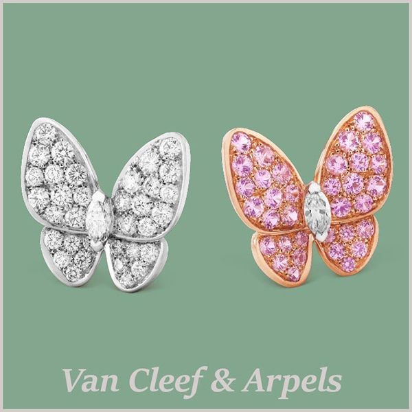 Van Cleef ＆Arpels 偽物 ドゥ パピヨン イヤリング ダイヤ ピンク VCARO3M600