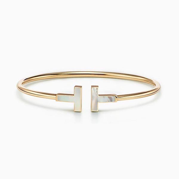 ティファニー Tブレスレット 偽物【Tiffany&Co.】大人気☆Mother-of-pearl Wire Bracelet 18K GOLD 2色