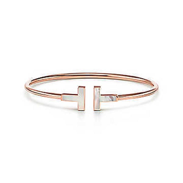 ティファニー Tブレスレット 偽物【Tiffany&Co.】大人気☆Mother-of-pearl Wire Bracelet 18K GOLD 2色