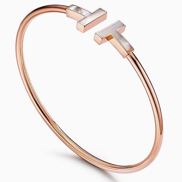 ティファニー Tブレスレット 偽物【Tiffany&Co.】大人気☆Mother-of-pearl Wire Bracelet 18K GOLD 2色