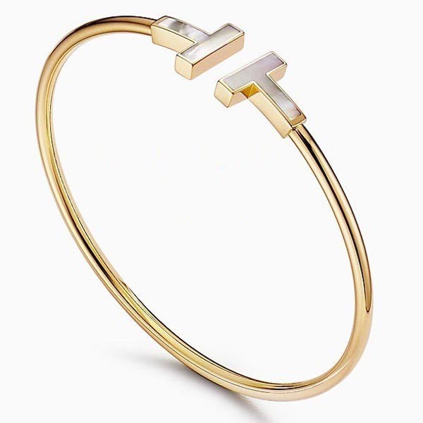 ティファニー Tブレスレット 偽物【Tiffany&Co.】大人気☆Mother-of-pearl Wire Bracelet 18K GOLD 2色