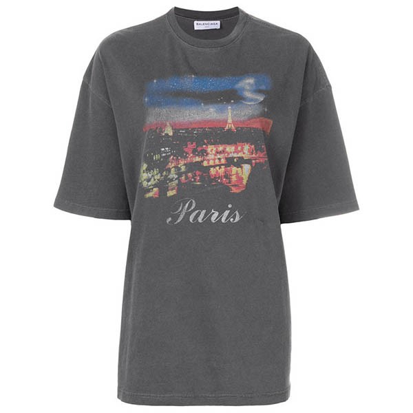 バレンシアガ Tシャツ スーパーコピー 大人気 Oversize Paris プリントTシャツ 480065TYK361055