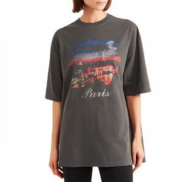 バレンシアガ Tシャツ スーパーコピー 大人気 Oversize Paris プリントTシャツ 480065TYK361055